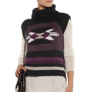 AUTUMN CASHMERE Navajo intarsia-knit turtleneck sweater NWT L